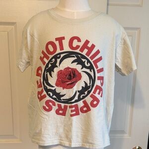 Red Hot Chili Peppers Kids Graphic Tee - White with Red Rose
